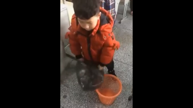 Лайфхак с мусорным пакетом от маленького китайского мальчика