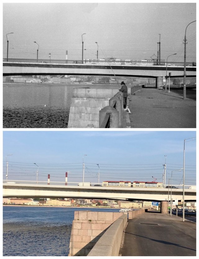 У моста Александра Невского.1988 и 2020 год.