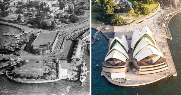 До и после: места, на которых были возведены знаменитые на весь мир постройки (9 фото)