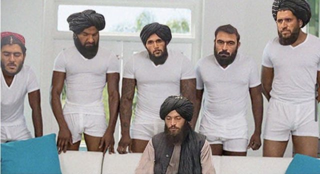 Лучшие фотожабы на боевиков из Афганистана, которые сидят за столом