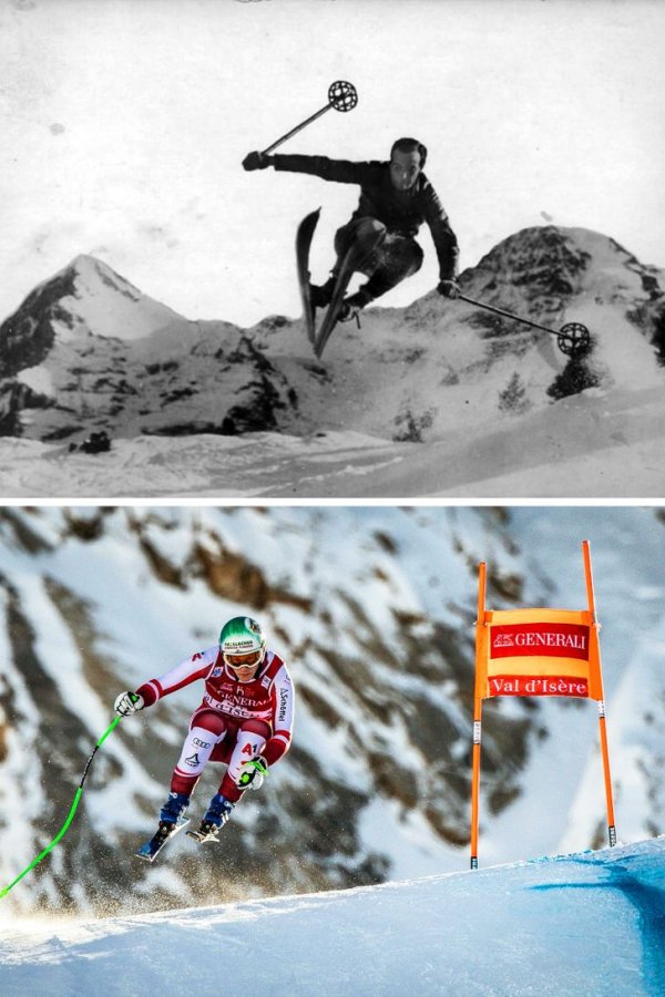 Лыжник 100 лет назад и сейчас