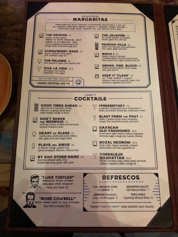 В этом коктейльном меню можно посмотреть, в каких стаканах вам подадут напиток