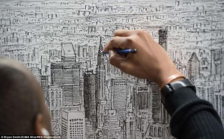 Британский художник-аутист взглянул на Манхэттен с вертолета и по памяти нарисовал его
