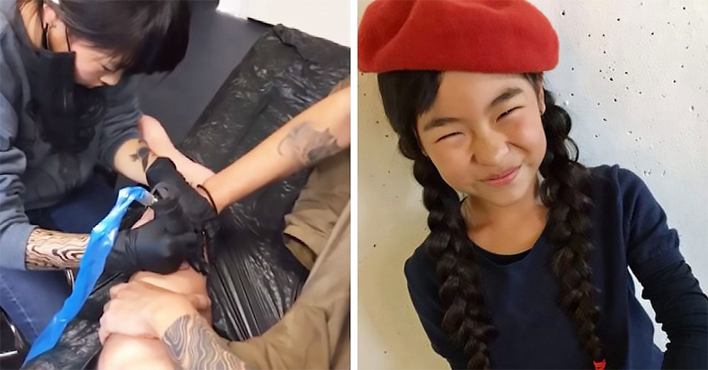 Маленькая японка, которая с 6 лет делает татуировки и у нее есть постоянные клиенты