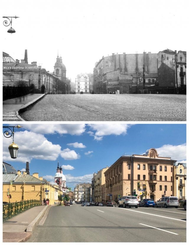 Мост Пестеля/Пантелеймоновский мост.1950 и 2020 год.
